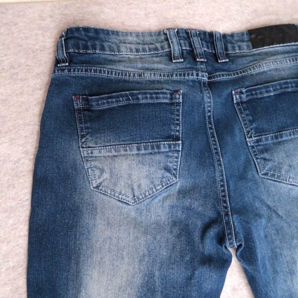 Stylo Skinny Jeans Distressed Dark Washed Blue Denim Stretch Men's Actual 32x29 - Picture 7 of 13